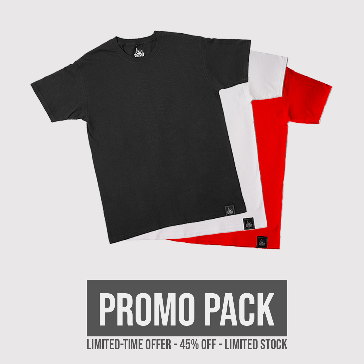 PROMO PACK – 3 Blank T-shirts BWR
